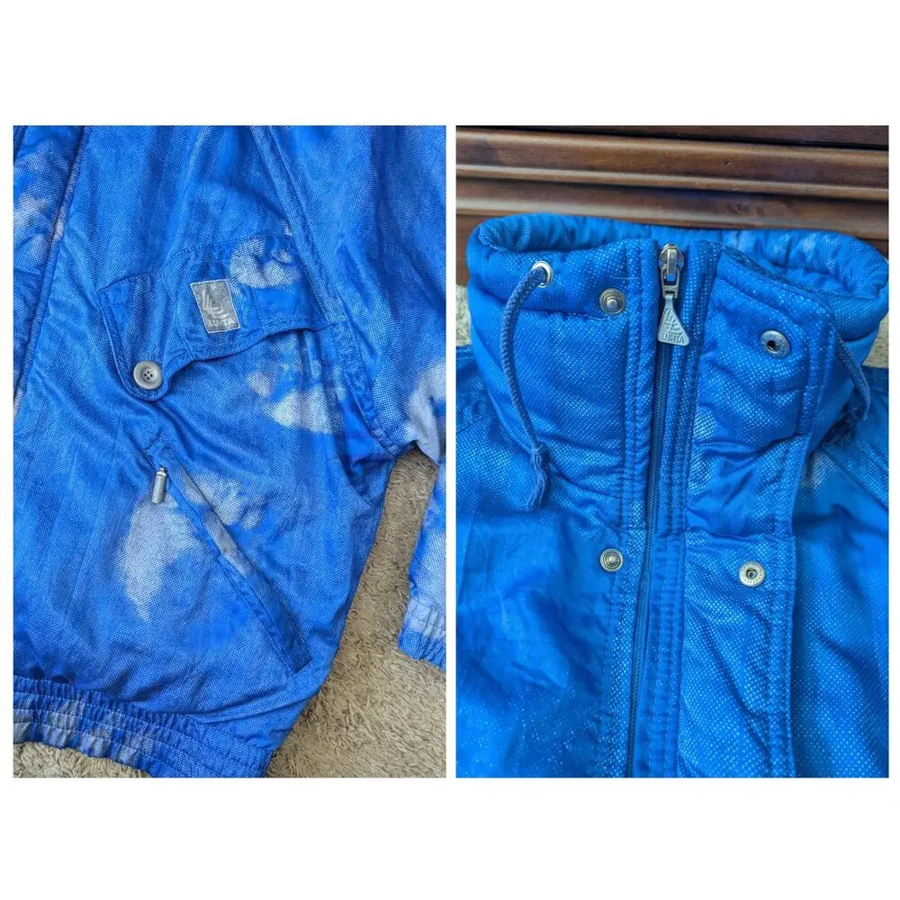 VTG LUHTA Ski Jacket Mens US40 Blue Bear Paw Print Streetwear Retro Snowboarding